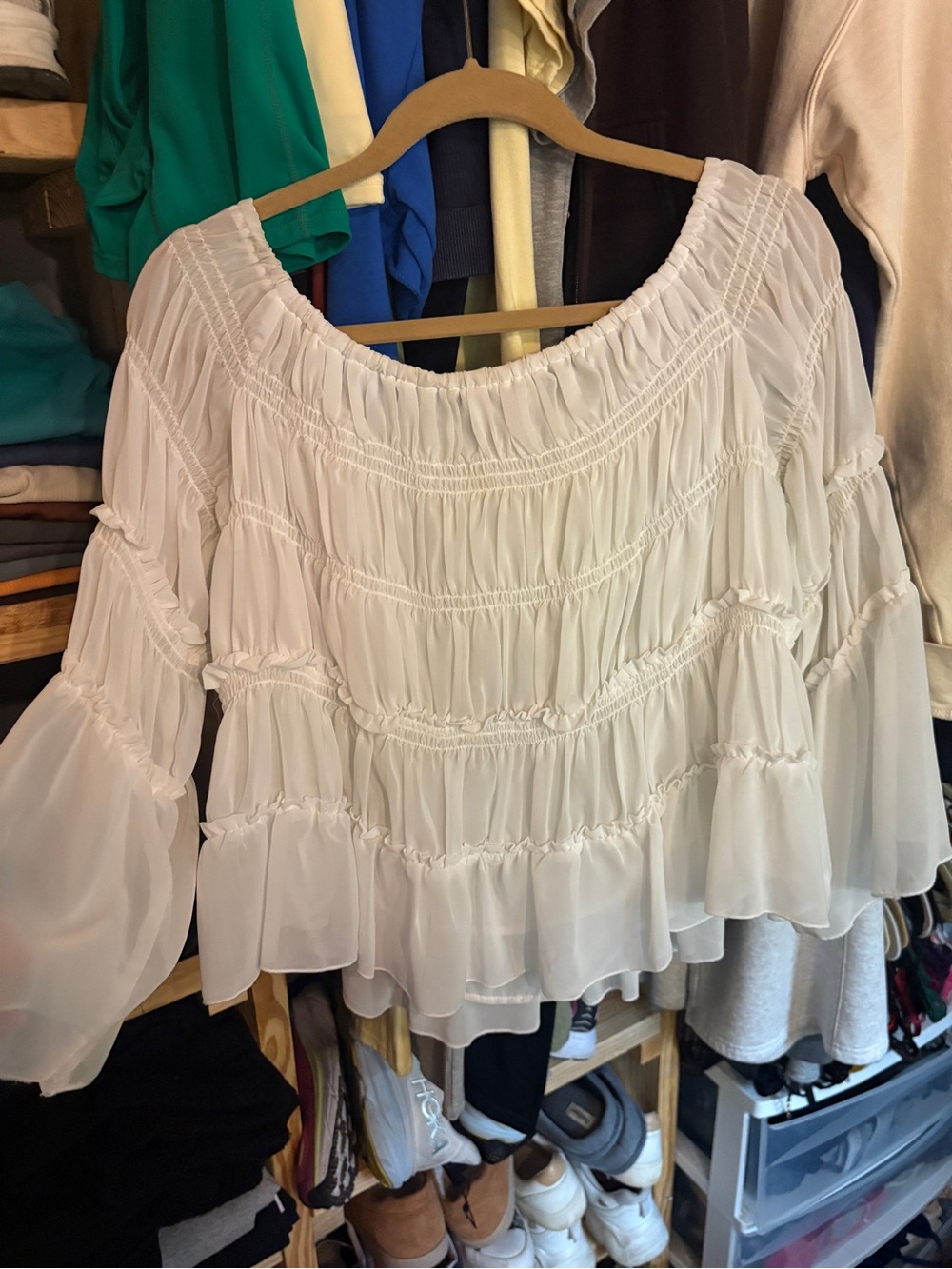 Cato Cream Ruffled Peasant Blouse - Picture 2 of 2